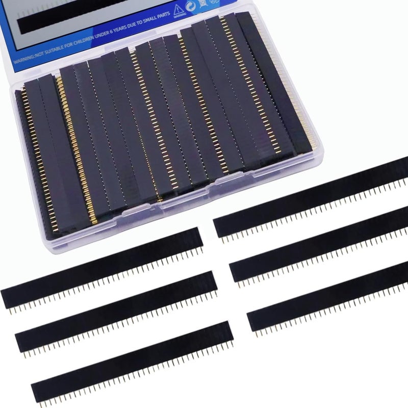 EGSCST 65PCS 2.54mm 40Pin Straight Single Row Female Pin Headers Connector 0.1inches Breakaway Stackable Header Pins Connectors for Arduino Prototype Shield and Electronic PCB Board - Image 4